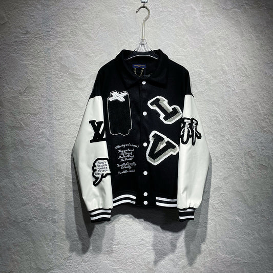 Louis Vuitton Leather-Wool Varsity Bomberjacket