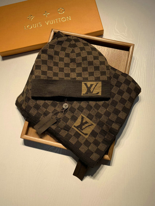 Louis Vuitton Scarf And Beanie Set